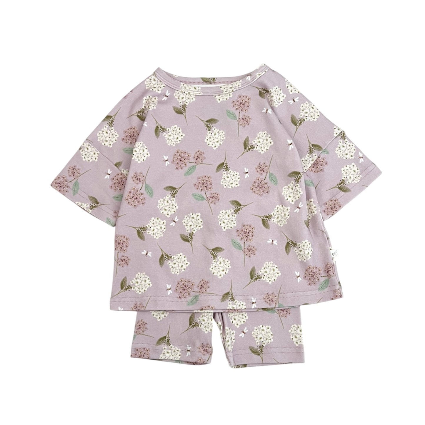 Organic Cotton Boxy Tee & Bike Short Set | Hydrangea