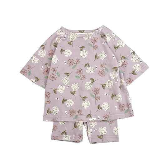 Organic Cotton Boxy Tee & Bike Short Set | Hydrangea