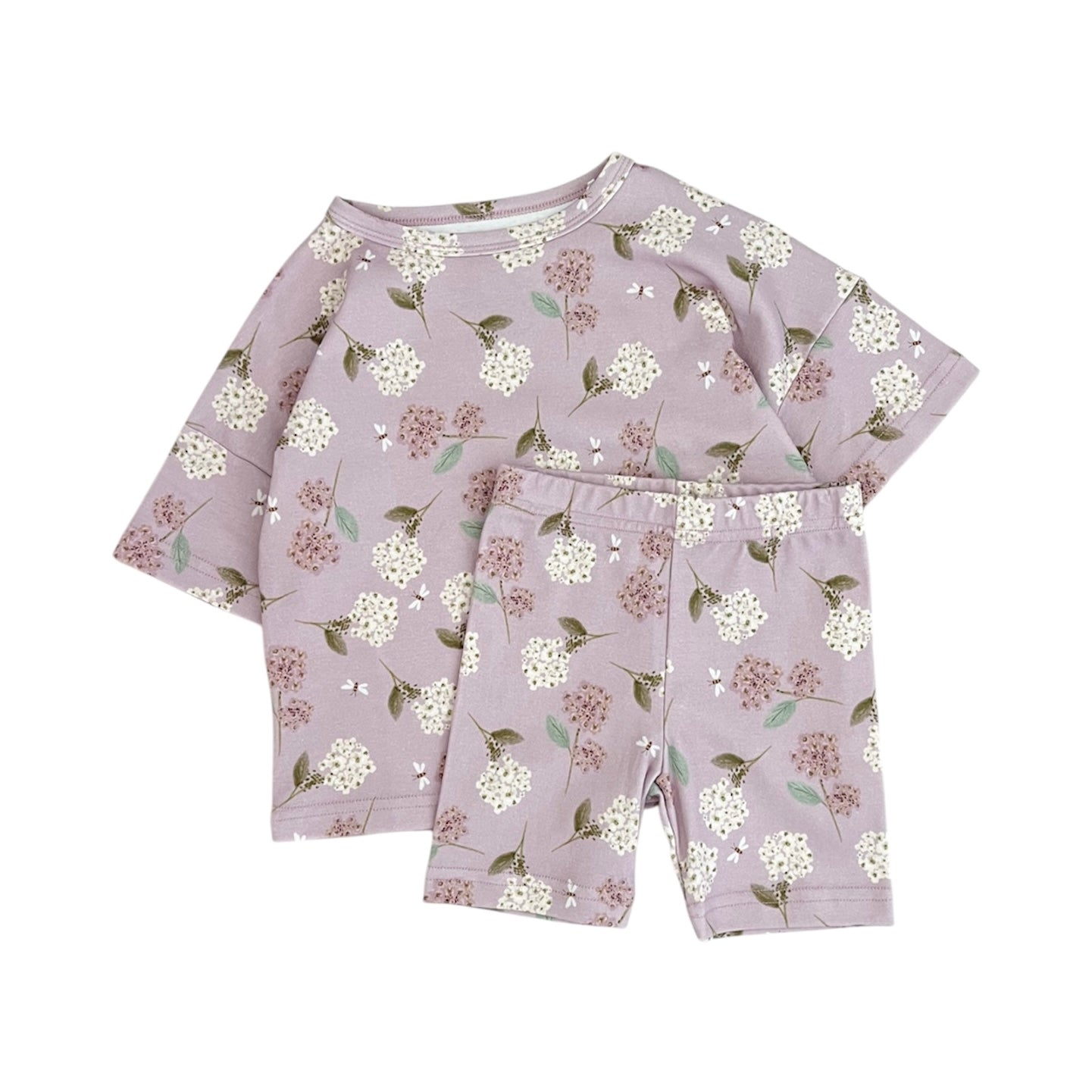 Organic Cotton Boxy Tee & Bike Short Set | Hydrangea