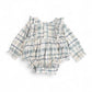 Bamboo Pinafore Ruffle Bubble Romper | Teal Plaid