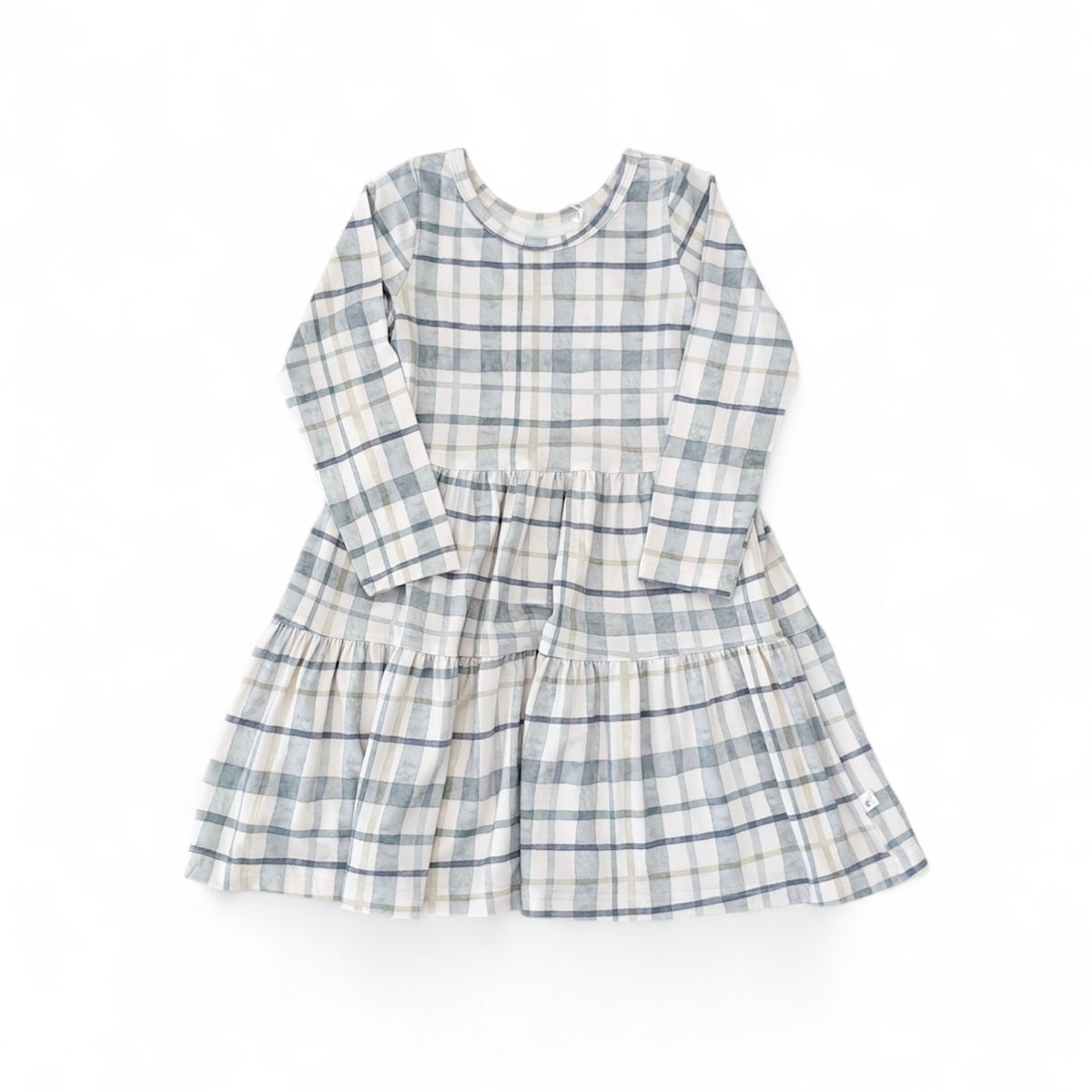 Bamboo Long Sleeve Twirl Dress | Teal Plaid