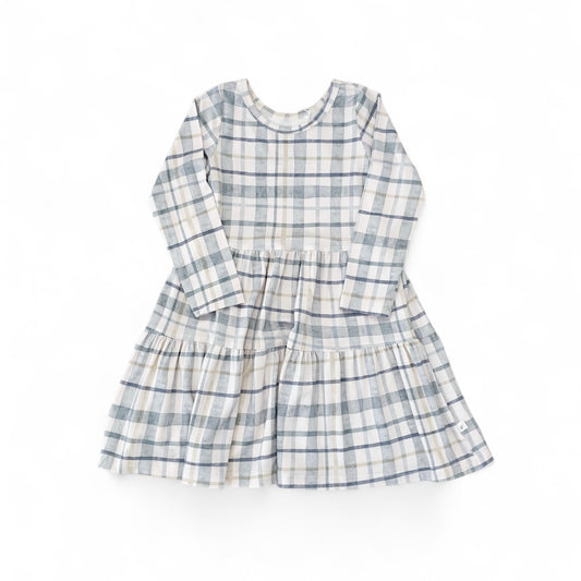 Bamboo Long Sleeve Twirl Dress | Teal Plaid