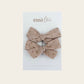 Pigtail Bow Clips - Cream Sparkle Cord