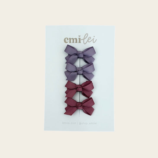 Piggy Ribbon Hair Bow Clips - Set of 4