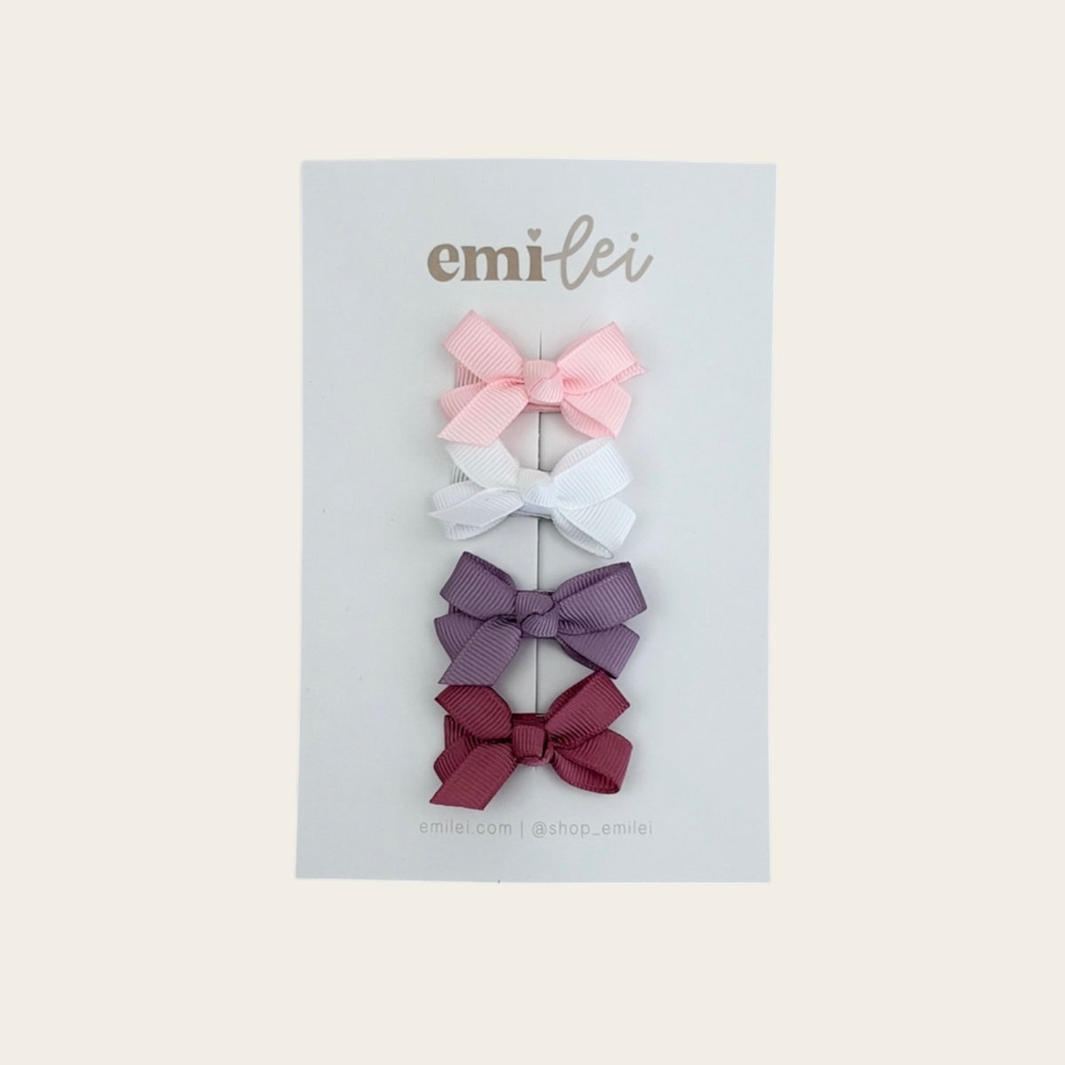 Ribbon Hair Bow Clips - Set of 4