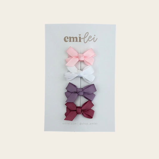 Ribbon Hair Bow Clips - Set of 4