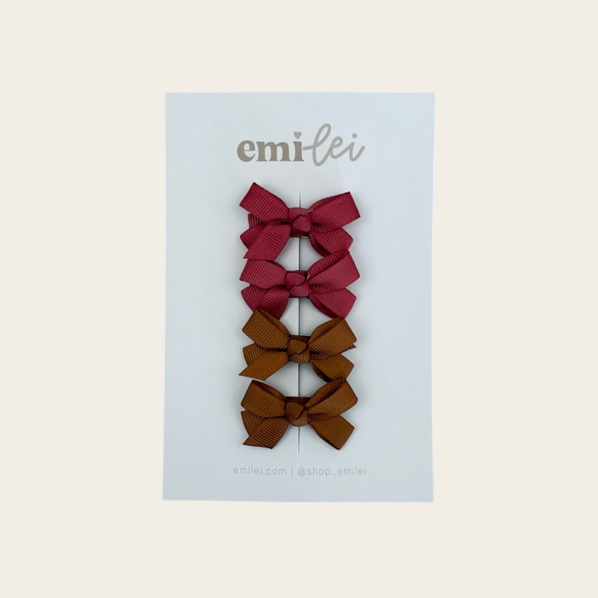 Piggy Ribbon Hair Bow Clips - Set of 4