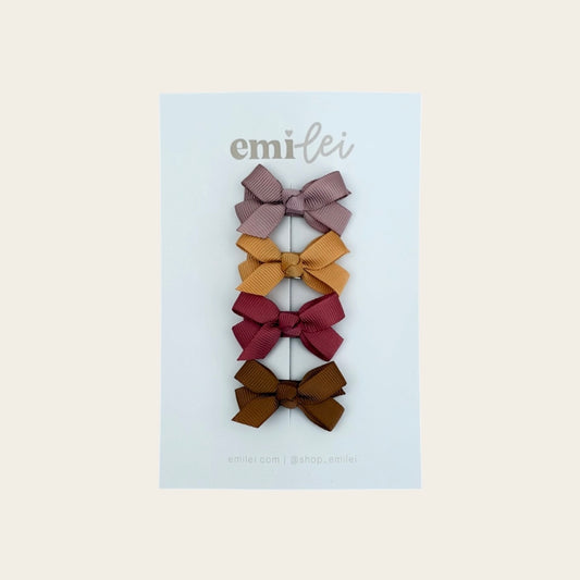 Ribbon Hair Bow Clips - Set of 4